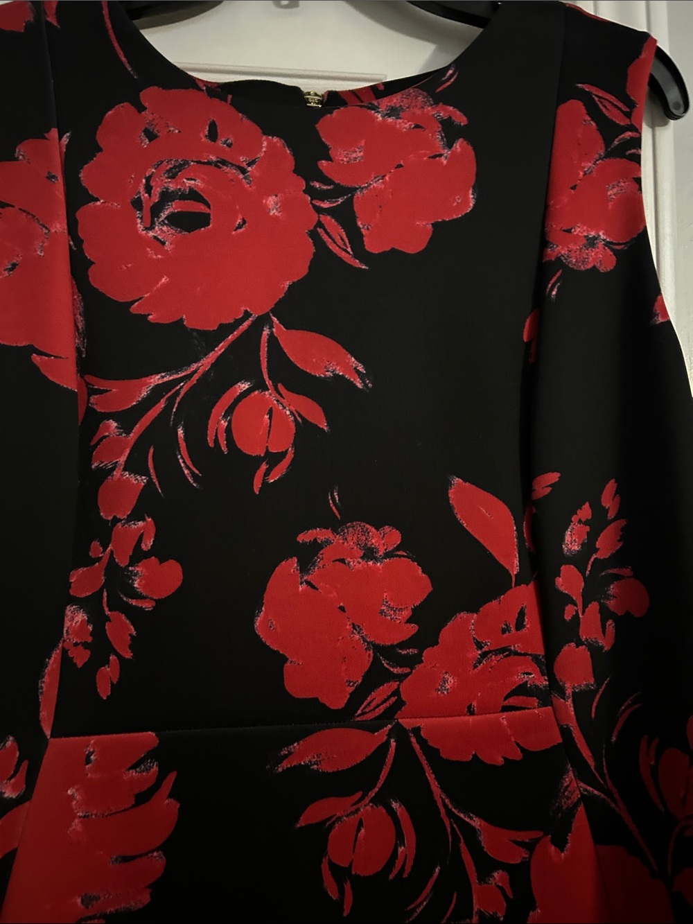Calvin Klein Black Top with Red Floral Design